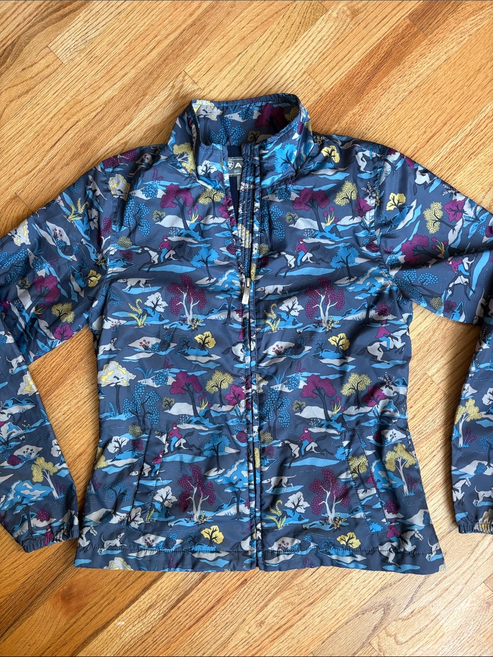 Ariat 10/12 large equestrian print Navy light Jacket